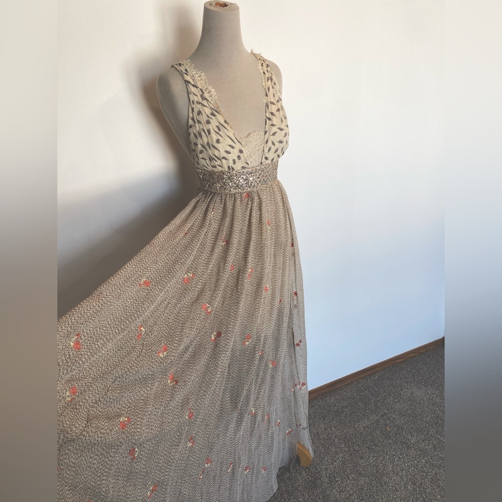 Free People Cream and Orange Maxi Dress